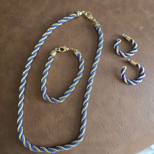 Elegant Blue and Gold Jewelry Set